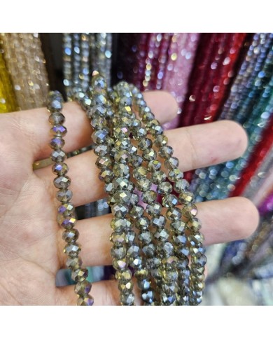 6mm İpe Dizili Kristal Boncuk Şeffaf Janjan Nefti - 10 Dizi