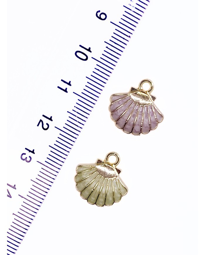 Pirinç Zirkon Mineli İstiridye Kolye Bileklik Ucu Charm Mor 1 Adet