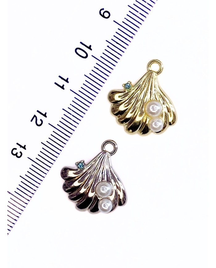 Pirinç Zirkon Mineli İnci İstiridye Kolye Bileklik Ucu Charm Altın 1 Adet