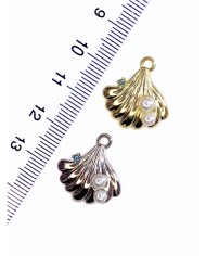 Pirinç Zirkon Mineli İnci İstiridye Kolye Bileklik Ucu Charm Gümüş 1 Adet