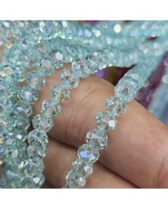 6mm İpe Dizili Kristal Boncuk Şeffaf JanJan Buz Mavisi - 10 Dizi