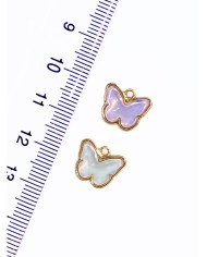 Pirinç Zirkon Taşlı Kelebek Kolye Bileklik Ucu Charm Beyaz 1 Adet