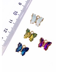 Pirinç Zirkon Taşlı Kelebek Kolye Bileklik Ucu Charm Yeşil 1 Adet