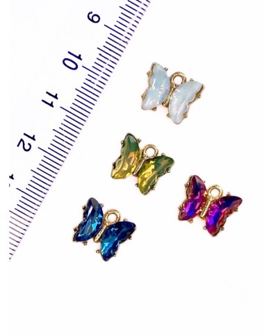 Pirinç Zirkon Taşlı Kelebek Kolye Bileklik Ucu Charm Mavi 1 Adet