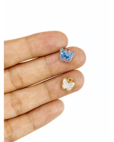 Pirinç Zirkon Taşlı Kelebek Kolye Bileklik Ucu Charm Mavi 1 Adet