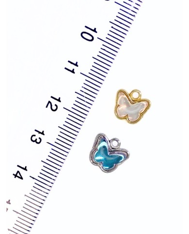 Pirinç Zirkon Taşlı Kelebek Kolye Bileklik Ucu Charm Mavi 1 Adet