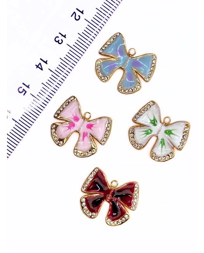 Çelik Mineli Kelebek Kolye Bileklik Ucu Charm Mavi 1 Adet