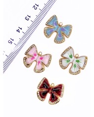 Çelik Mineli Kelebek Kolye Bileklik Ucu Charm Pembe 1 Adet