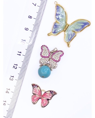 Çelik Mineli Kelebek Kolye Bileklik Ucu Charm 1 Adet