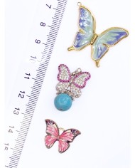 Çelik Mineli Kelebek Kolye Bileklik Ucu Charm 1 Adet