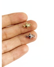 Pirinç Zirkon Taşlı Balık Kolye Bileklik Ucu Charm Gümüş 1 Adet