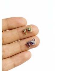 Pirinç Zirkon Mineli Beta Balığı Kolye Bileklik Ucu Charm Gümüş 1 Adet