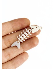 Pirinç Zirkon Mineli Kılçıklı Balık Kolye Bileklik Ucu Charm Beyaz 1 Adet