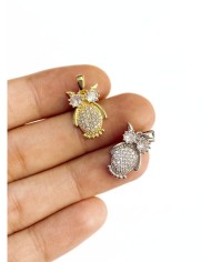 Pirinç Zirkon Taşlı Baykuş Kolye Bileklik Ucu Charm Altın 1 Adet