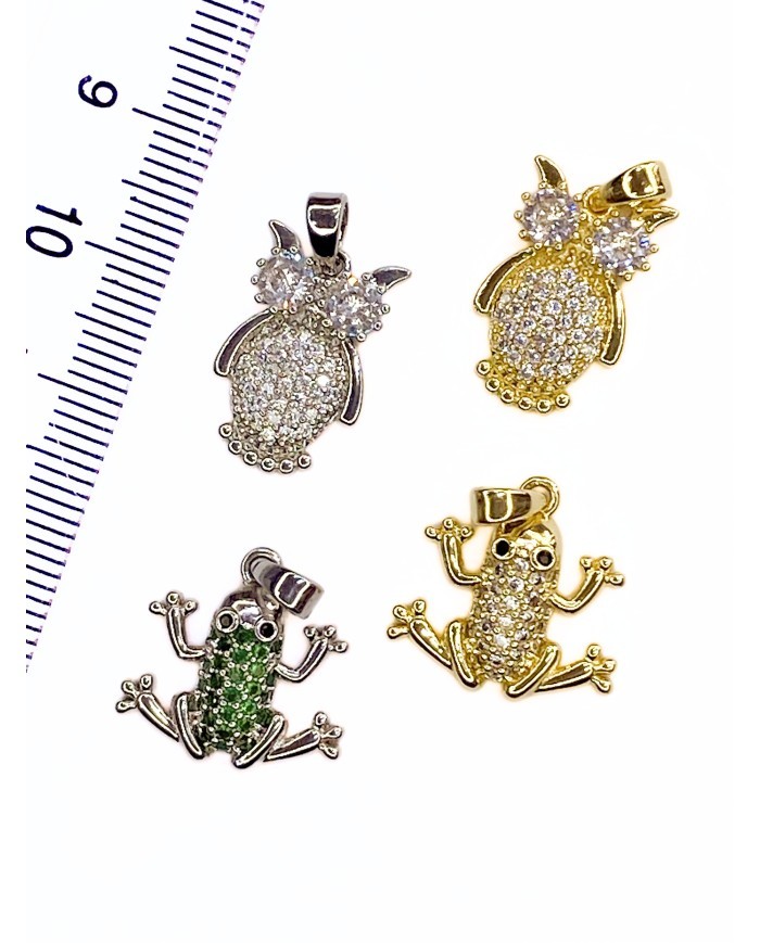 Pirinç Zirkon Taşlı Baykuş Kolye Bileklik Ucu Charm Gümüş 1 Adet