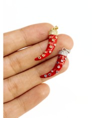 Pirinç Zirkon Taşlı Biber Kolye Bileklik Ucu Charm Altın 1 Adet