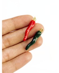 Pirinç Zirkon Mineli Biber Kolye Bileklik Ucu Charm Yeşil 1 Adet