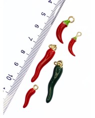 Pirinç Zirkon Mineli Biber Kolye Bileklik Ucu Charm Kırmızı 1 Adet