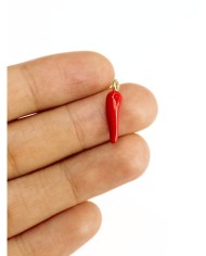 Pirinç Zirkon Mineli Biber Kolye Bileklik Ucu Charm Kırmızı 1 Adet