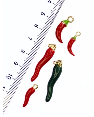 Pirinç Zirkon Mineli Biber Kolye Bileklik Ucu Charm Kırmızı 1 Adet