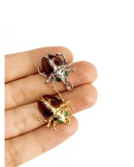 Çelik Mineli Taşlı Böcek Kolye Bileklik Ucu Charm Altın 1 Adet