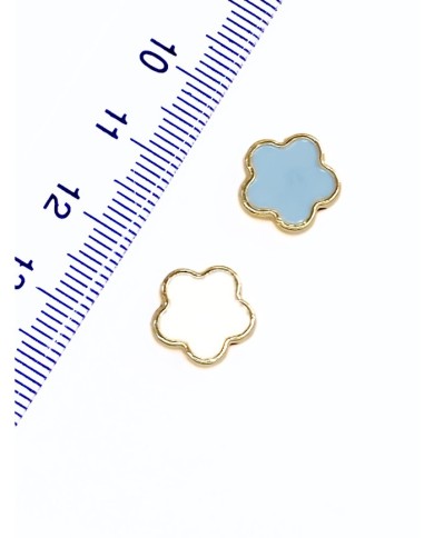 Pirinç Zirkon Mineli Çiçek Kolye Bileklik Ucu Charm Mavi 1 Adet