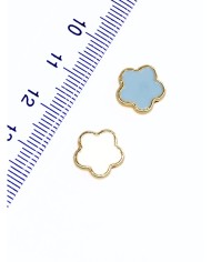 Pirinç Zirkon Mineli Çiçek Kolye Bileklik Ucu Charm Mavi 1 Adet