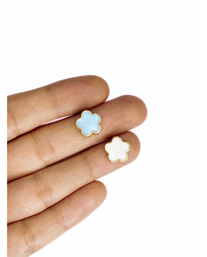 Pirinç Zirkon Mineli Çiçek Kolye Bileklik Ucu Charm Beyaz 1 Adet