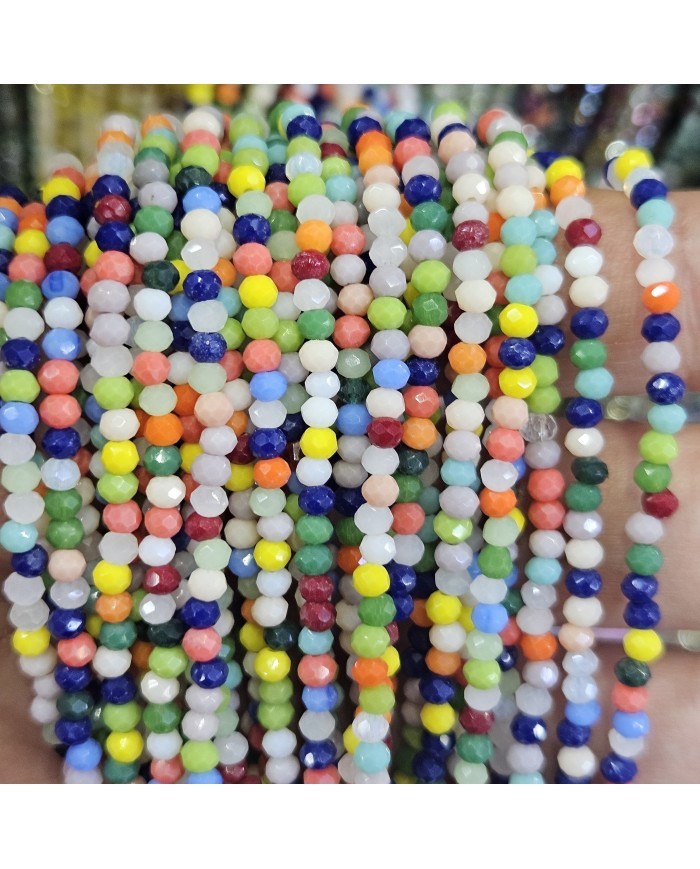 3mm İpe Dizili Kaplamalı Mix Kristal Boncuk  Renk Kodu JMIX - 1 Dizi