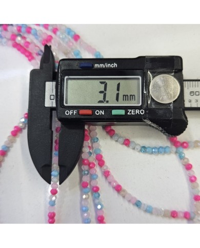 3mm İpe Dizili Kaplamalı Mix Kristal Boncuk  Renk Kodu JKMX  - 1 Dizi