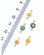 Pirinç Zirkon Mineli Papatya Kolye Bileklik Ucu Charm Turuncu 1 Adet