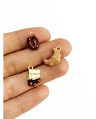 Pirinç Zirkon Mineli Kahve Çekirdeği Kolye Bileklik Ucu Charm 1 Adet