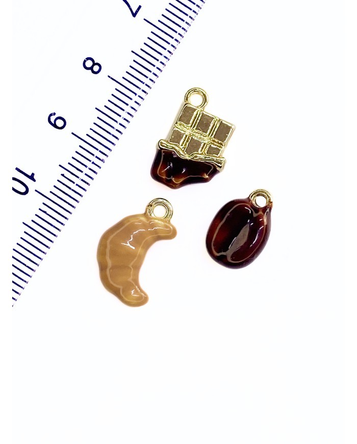 Pirinç Zirkon Mineli Kahve Çekirdeği Kolye Bileklik Ucu Charm 1 Adet