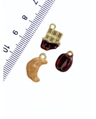 Pirinç Zirkon Mineli Kahve Çekirdeği Kolye Bileklik Ucu Charm 1 Adet