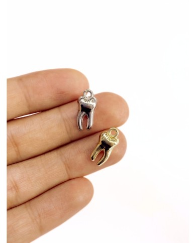 Pirinç Zirkon Mineli Diş Kolye Bileklik Ucu Charm Gümüş 1 Adet