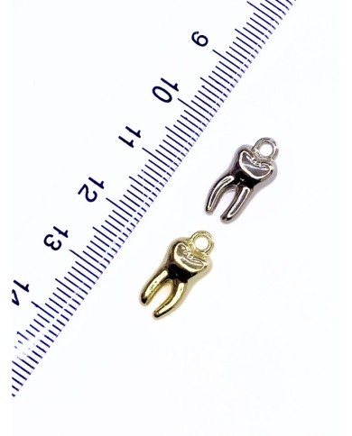 Pirinç Zirkon Mineli Diş Kolye Bileklik Ucu Charm Gümüş 1 Adet