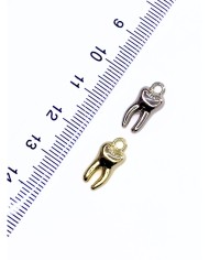 Pirinç Zirkon Mineli Diş Kolye Bileklik Ucu Charm Altın 1 Adet