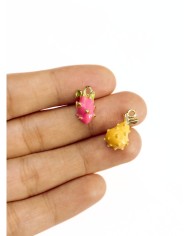 Pirinç Zirkon Mineli Ejder Meyvesi Kolye Bileklik Ucu Charm Pembe 1 Adet