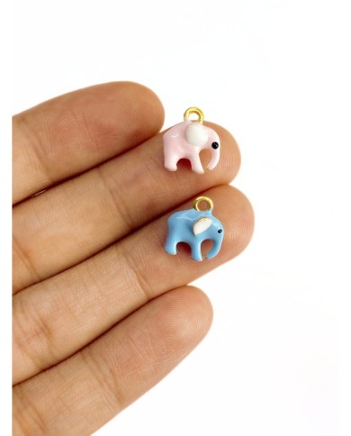 Pirinç Zirkon Mineli Fil Kolye Bileklik Ucu Charm Pembe 1 Adet