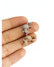 Pirinç Zirkon Taşlı Geğik Kolye Bileklik Ucu Charm Altın 1 Adet