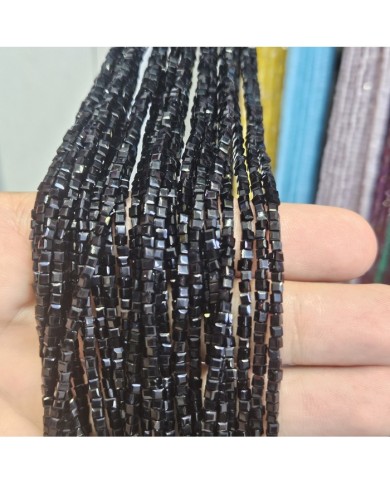 3mm İpe Dizili Küp Kristal Boncuk Mat Siyah - 1 Dizi