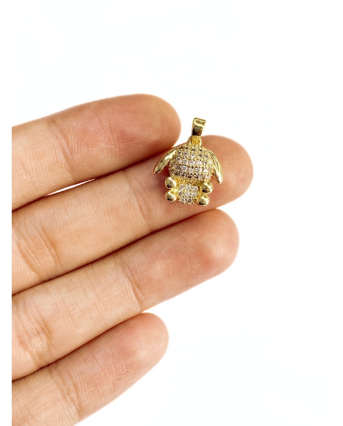 Pirinç Zirkon Taşlı Tavşan Kolye Bileklik Ucu Charm Altın 1 Adet