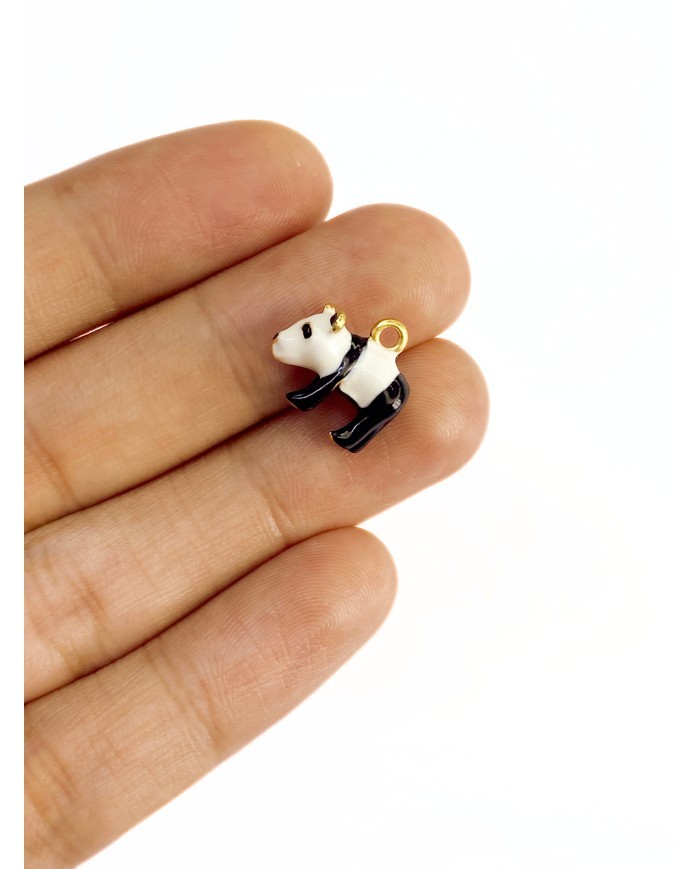 Pirinç Zirkon Mineli Panda Kolye Bileklik Ucu Charm 1 Adet