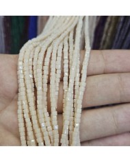 3mm İpe Dizili Küp Kristal Boncuk Mat Şampanya Krem - 1 Dizi