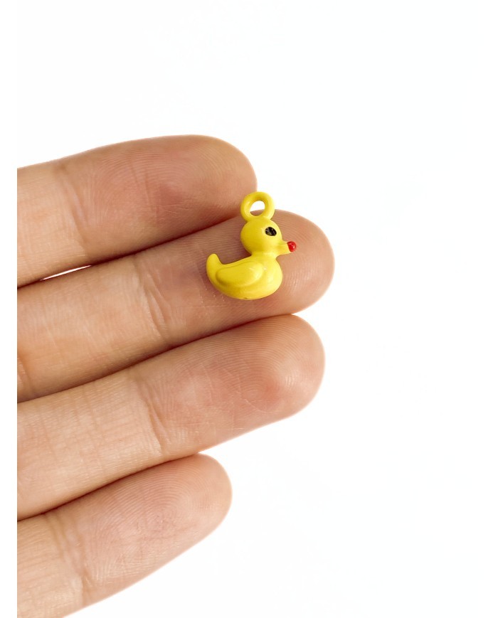 Pirinç Zirkon Mineli Ördek Kolye Bileklik Ucu Charm Sarı 1 Adet