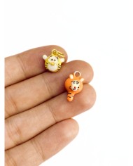 Pirinç Zirkon Mineli Kaplan Kolye Bileklik Ucu Charm Sarı 1 Adet