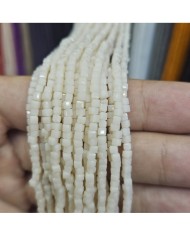 3mm İpe Dizili Küp Kristal Boncuk Mat Fil Dişi Beyazı - 1 Dizi