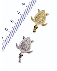 Pirinç Zirkon Taşlı Kaplumbağa Kolye Bileklik Ucu Charm Gümüş 1 Adet