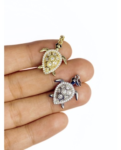 Pirinç Zirkon Taşlı Kaplumbağa Kolye Bileklik Ucu Charm Altın 1 Adet