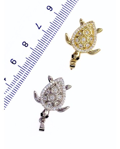 Pirinç Zirkon Taşlı Kaplumbağa Kolye Bileklik Ucu Charm Altın 1 Adet